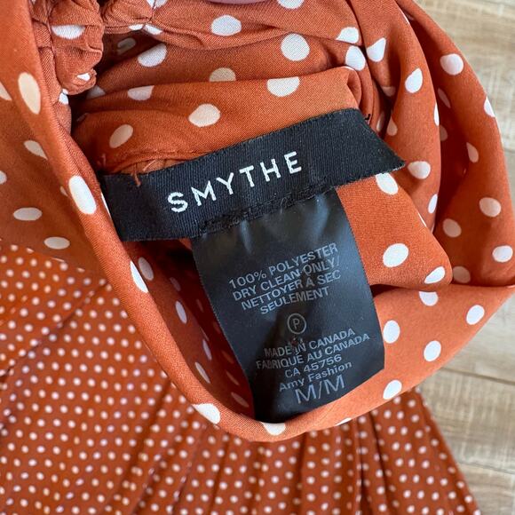 Smythe Polka Dot Drape Blouse Amber Orange Size M - Picture 3 of 4